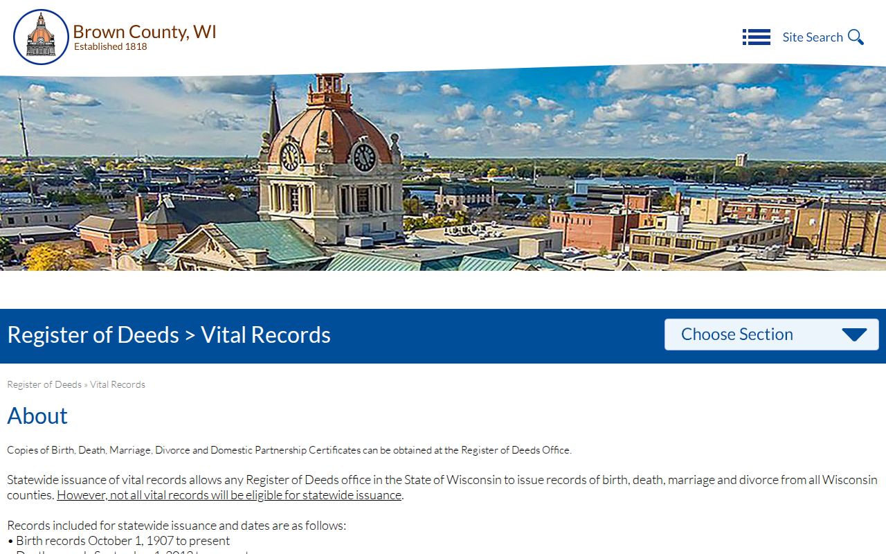 Brown County resident lookup vital record access routes