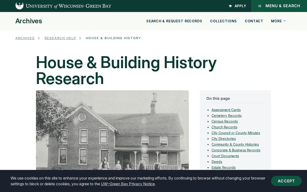 Brown County previous residents UWGB house history sources