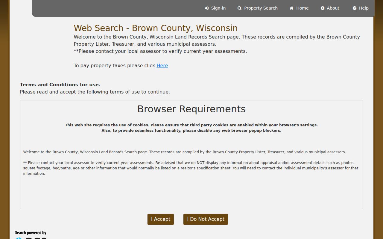 Brown County street directory Land Records address search